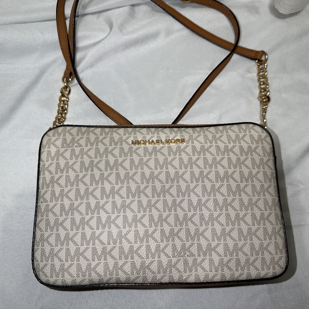Michael Kors Beige and Brown Crossbody Bag
